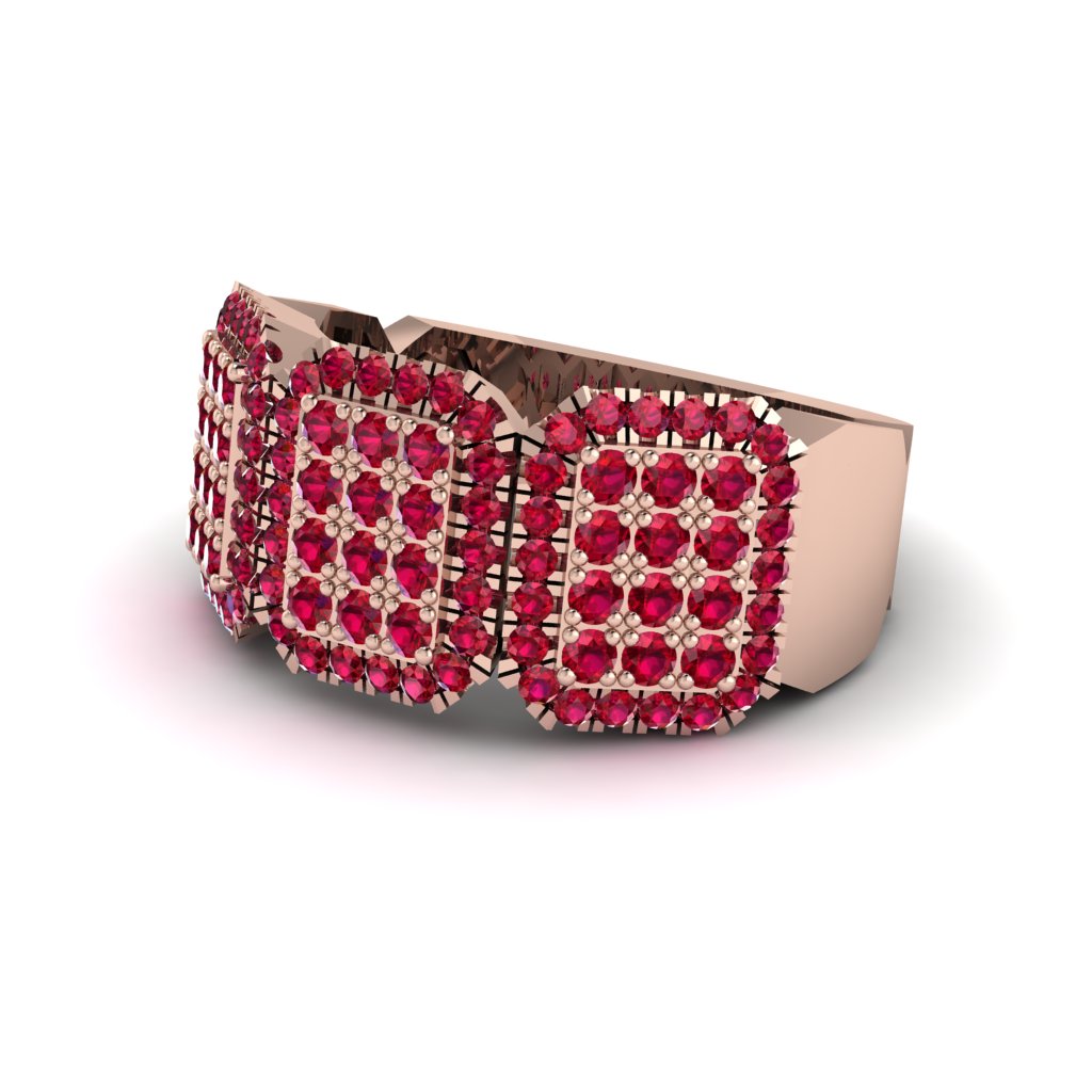 14K Gold Ruby Men's Pave Ring - Bay No. 11