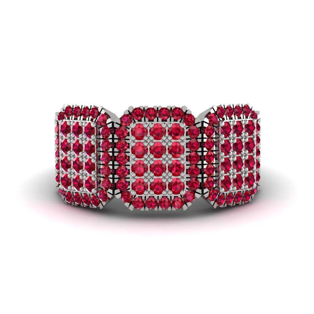 14K Gold Ruby Men's Pave Ring - Bay No. 12