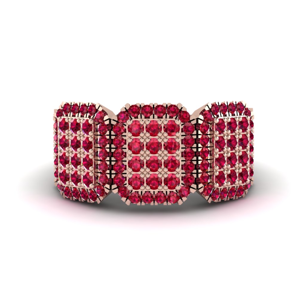 14K Gold Ruby Men's Pave Ring - Bay No. 11