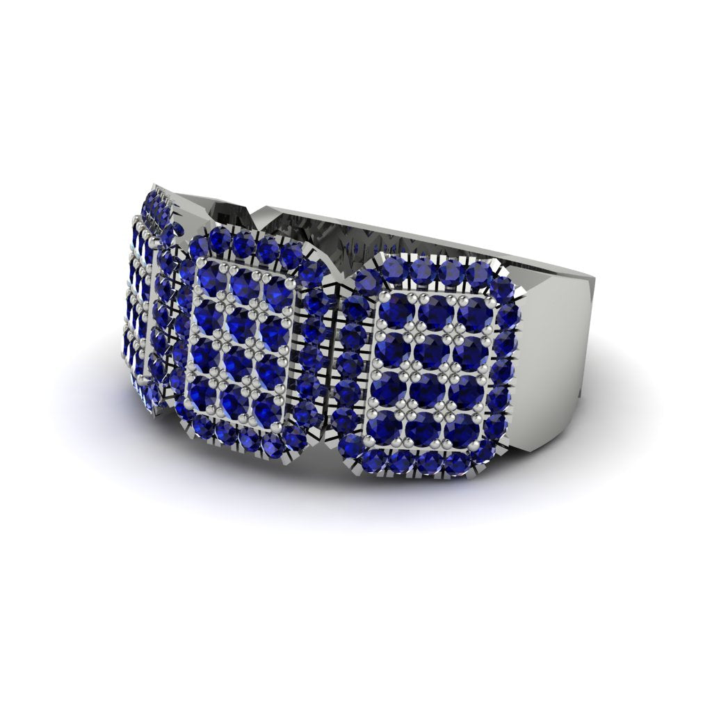 14K Gold Sapphire Men's Pave Ring - Bay No. 15