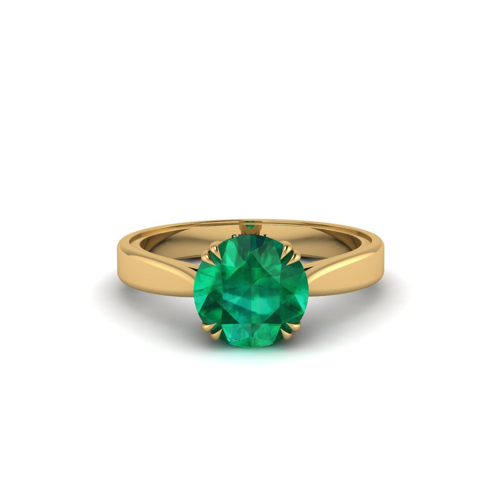Emerald 14K Gold Solitaire Engagement Ring - Allie No. 4