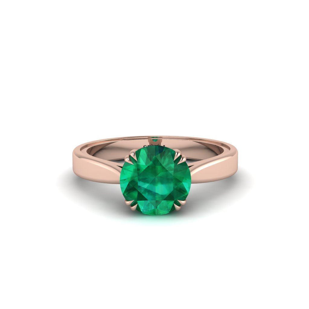 Emerald 14K Gold Solitaire Engagement Ring - Allie No. 5