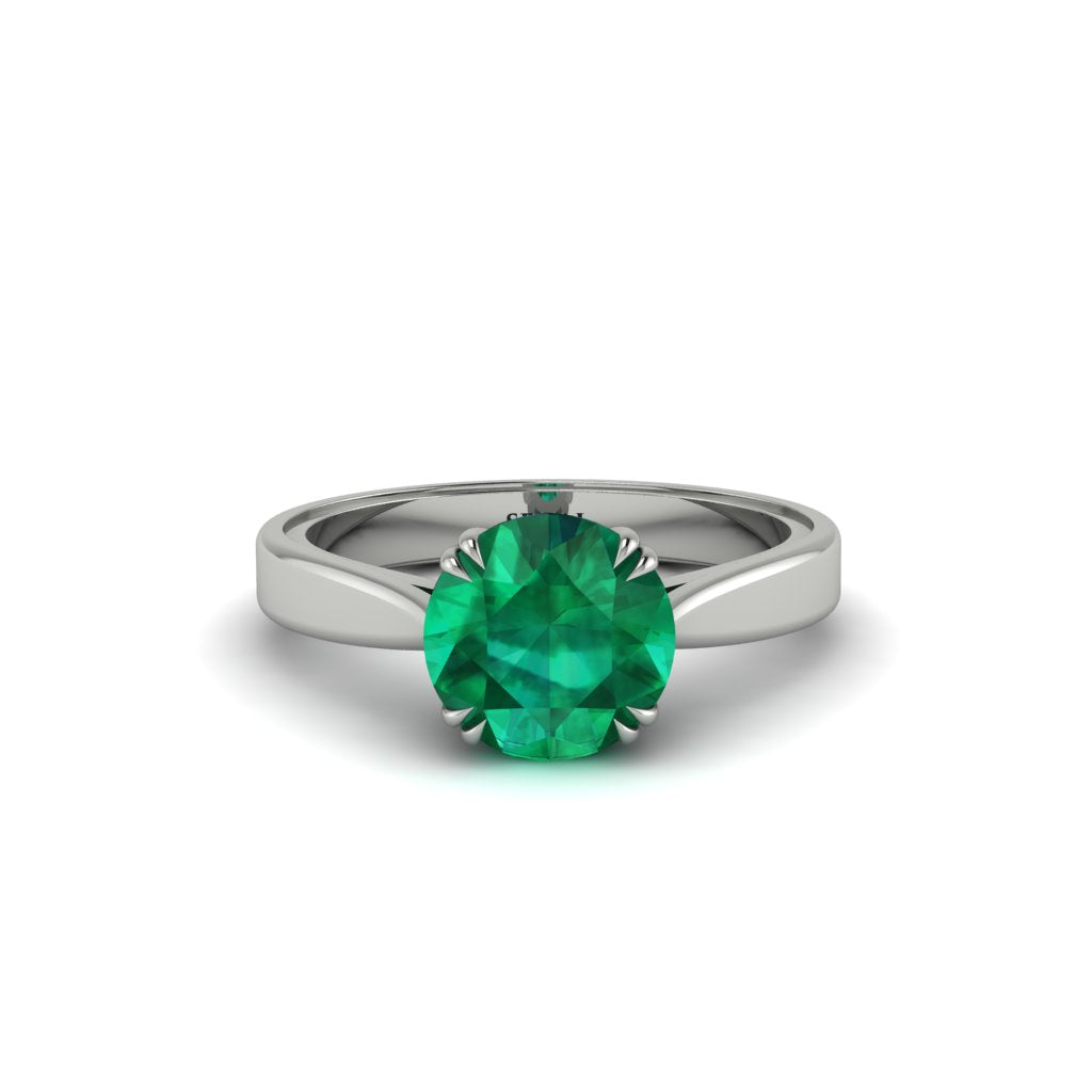 Emerald 14K Gold Solitaire Engagement Ring - Allie No. 6