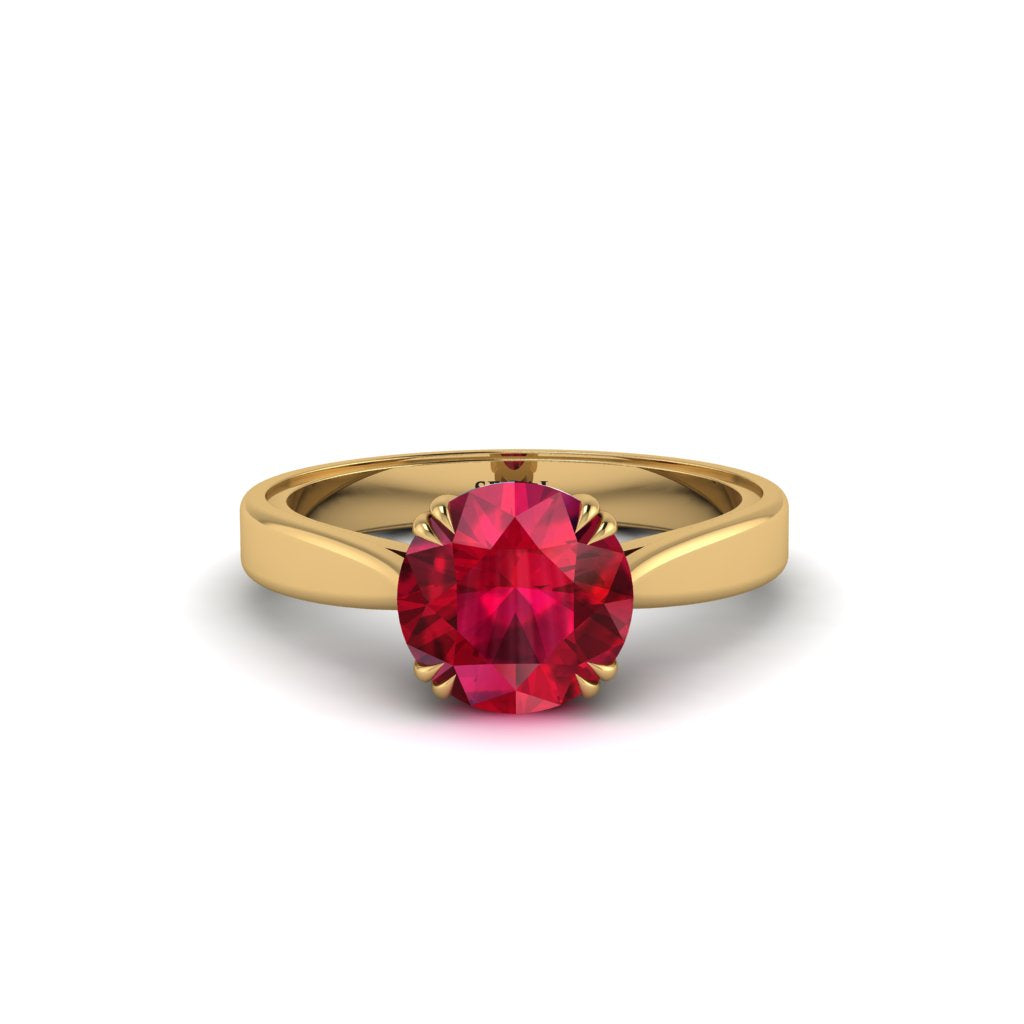 Ruby 14K Gold Solitaire Engagement Ring - Allie No. 10