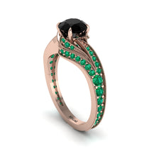 Emerald 14K Gold Pave Engagement Ring - Magnolia No. 23 image 1