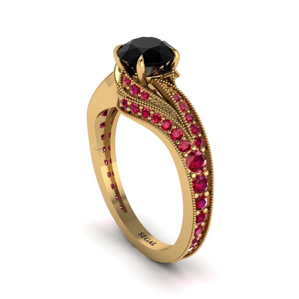 Ruby 14K Gold Pave Engagement Ring - Magnolia No. 52