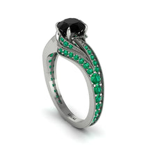 Emerald 14K Gold Pave Engagement Ring - Magnolia No. 24 image 1