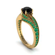 Emerald 14K Gold Pave Engagement Ring - Magnolia No. 22 image 1