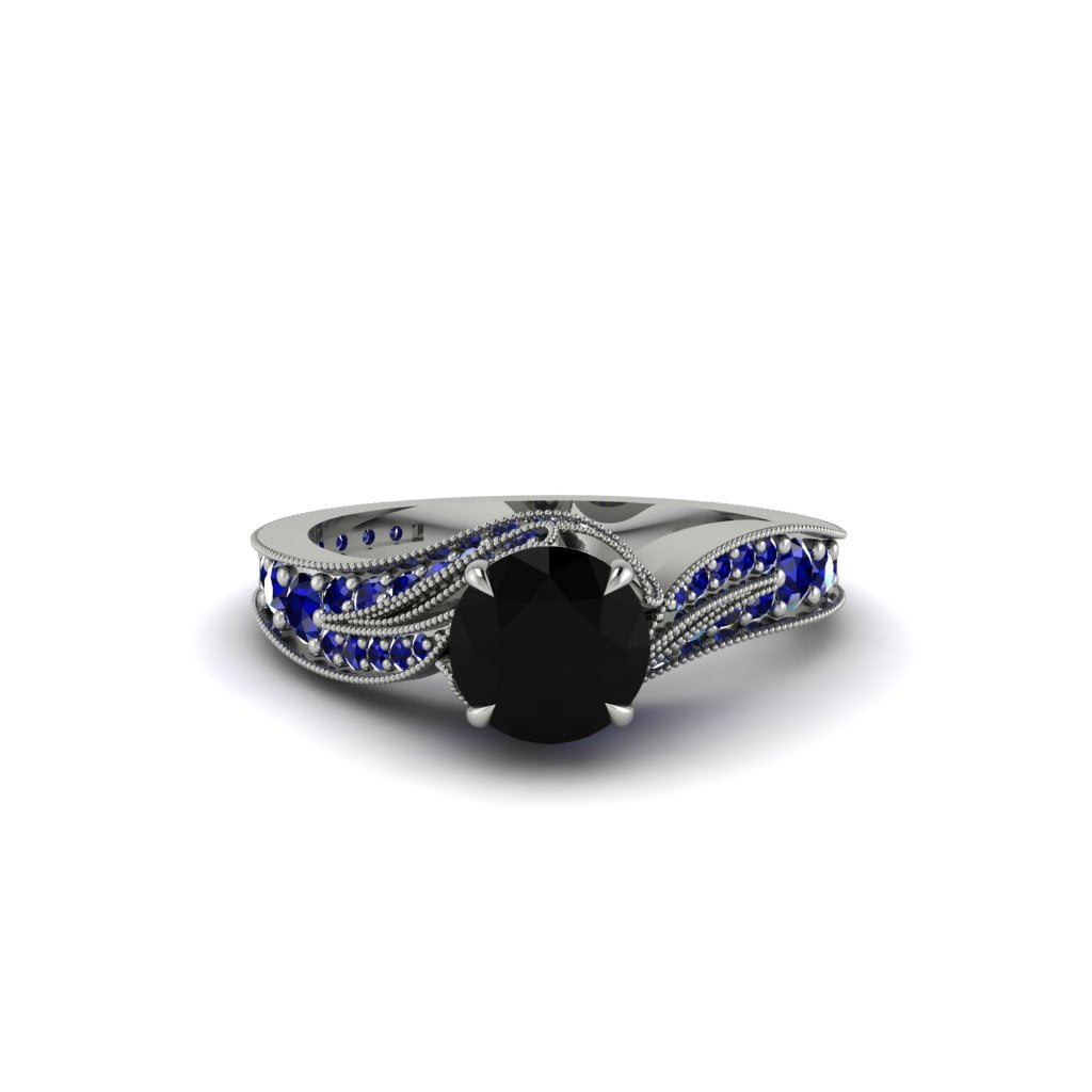 Sapphire 14K Gold Pave Engagement Ring - Magnolia No. 69