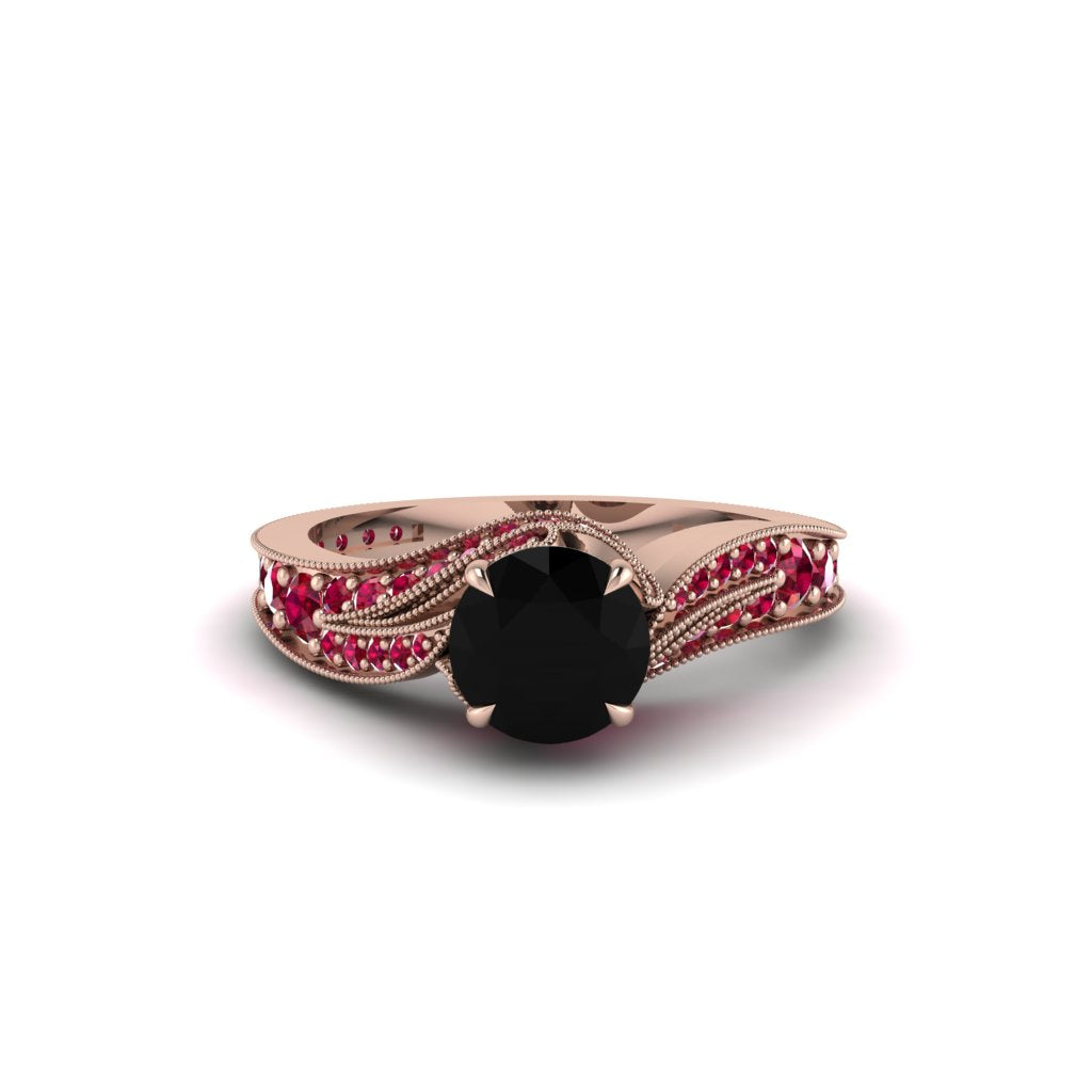 Ruby 14K Gold Pave Engagement Ring - Magnolia No. 53