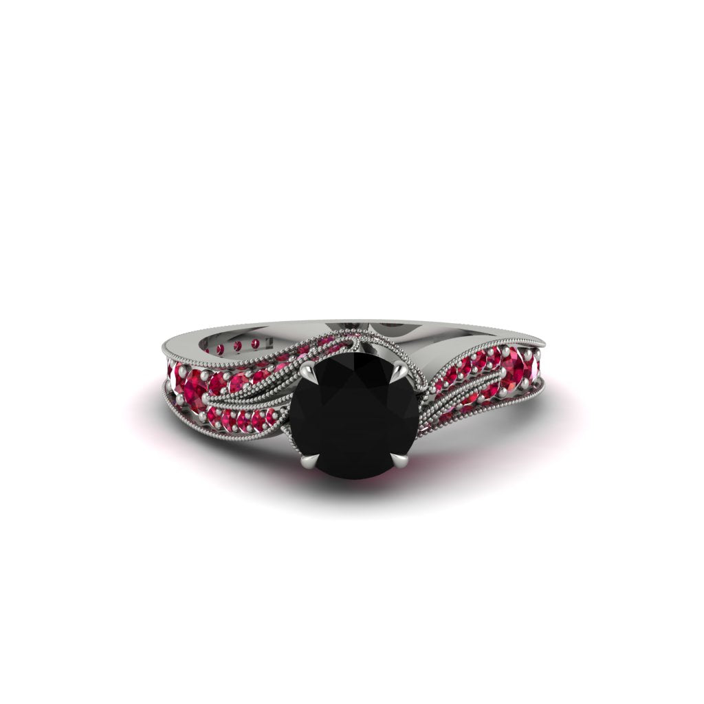 Ruby 14K Gold Pave Engagement Ring - Magnolia No. 54