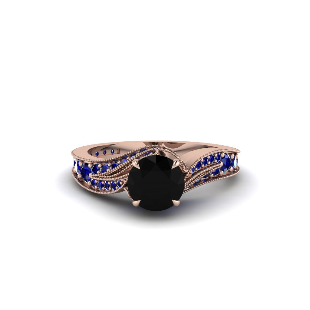 Sapphire 14K Gold Pave Engagement Ring - Magnolia No. 68