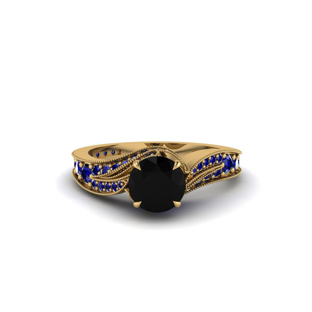 Sapphire 14K Gold Pave Engagement Ring - Magnolia No. 67