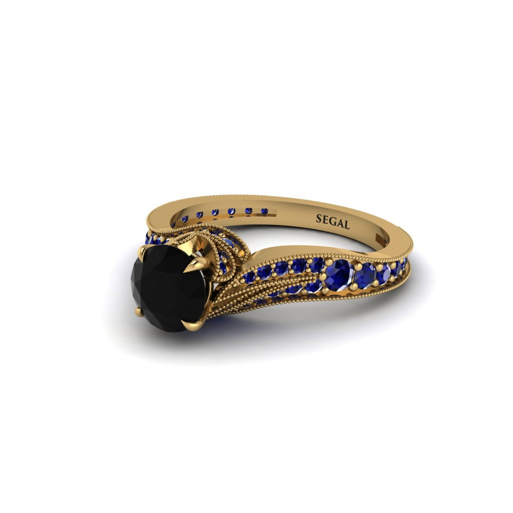 Sapphire 14K Gold Pave Engagement Ring - Magnolia No. 67