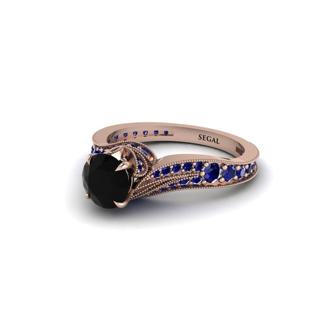 Sapphire 14K Gold Pave Engagement Ring - Magnolia No. 68