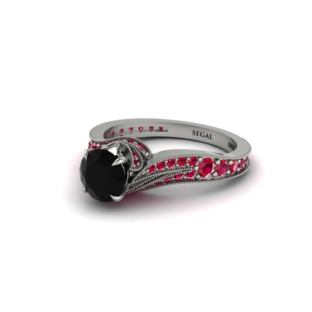 Ruby 14K Gold Pave Engagement Ring - Magnolia No. 54
