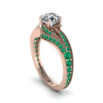 Emerald 14K Gold Pave Engagement Ring - Magnolia No. 17 image 1