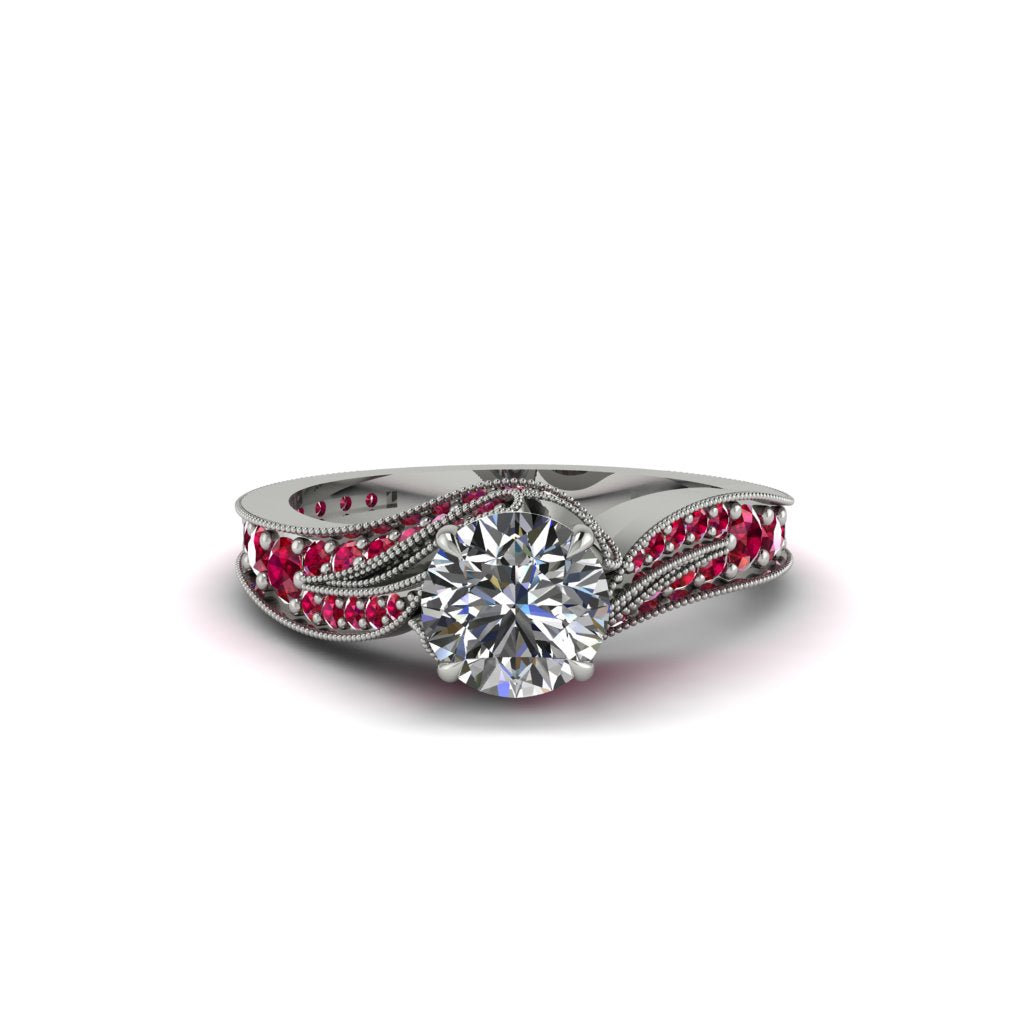 Ruby 14K Gold Pave Engagement Ring - Magnolia No. 48