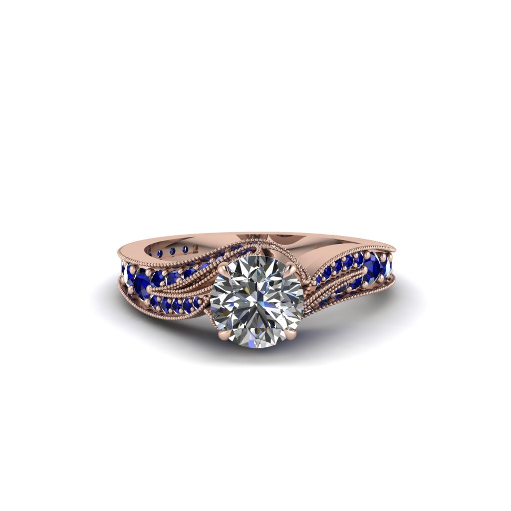Sapphire 14K Gold Pave Engagement Ring - Magnolia No. 62