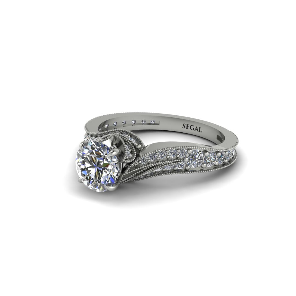 Diamond 14K Gold Pave Engagement Ring - Magnolia No. 3