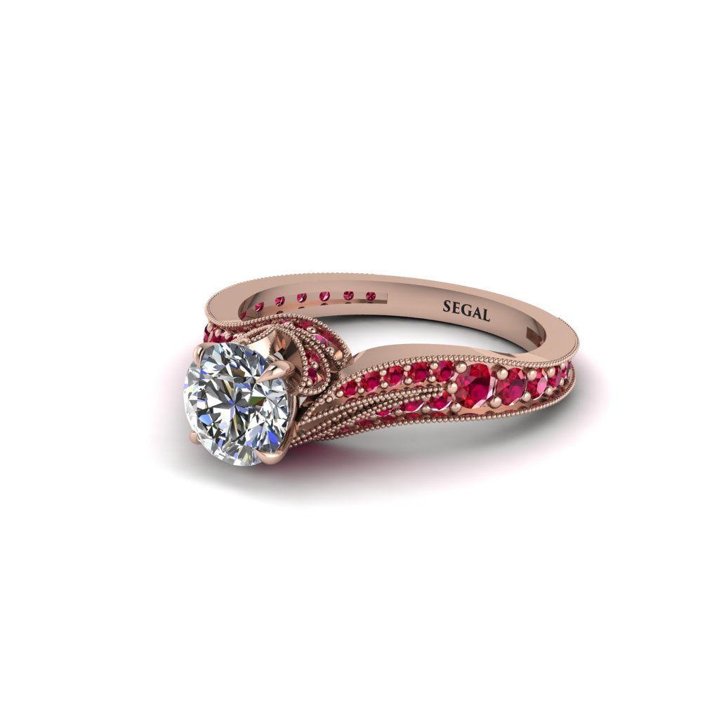 Ruby 14K Gold Pave Engagement Ring - Magnolia No. 47