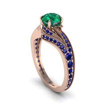 Sapphire 14K Gold Pave Engagement Ring - Magnolia No. 65 image 1