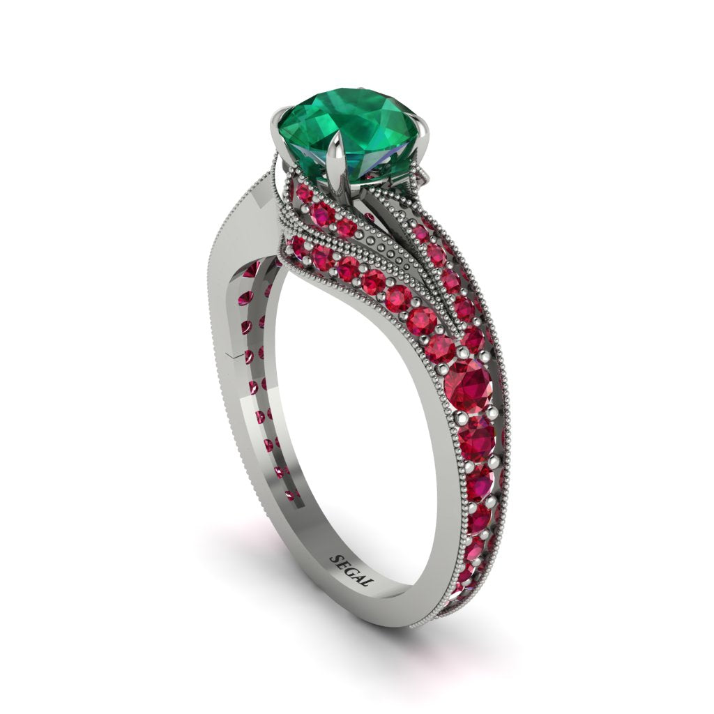 Ruby 14K Gold Pave Engagement Ring - Magnolia No. 51
