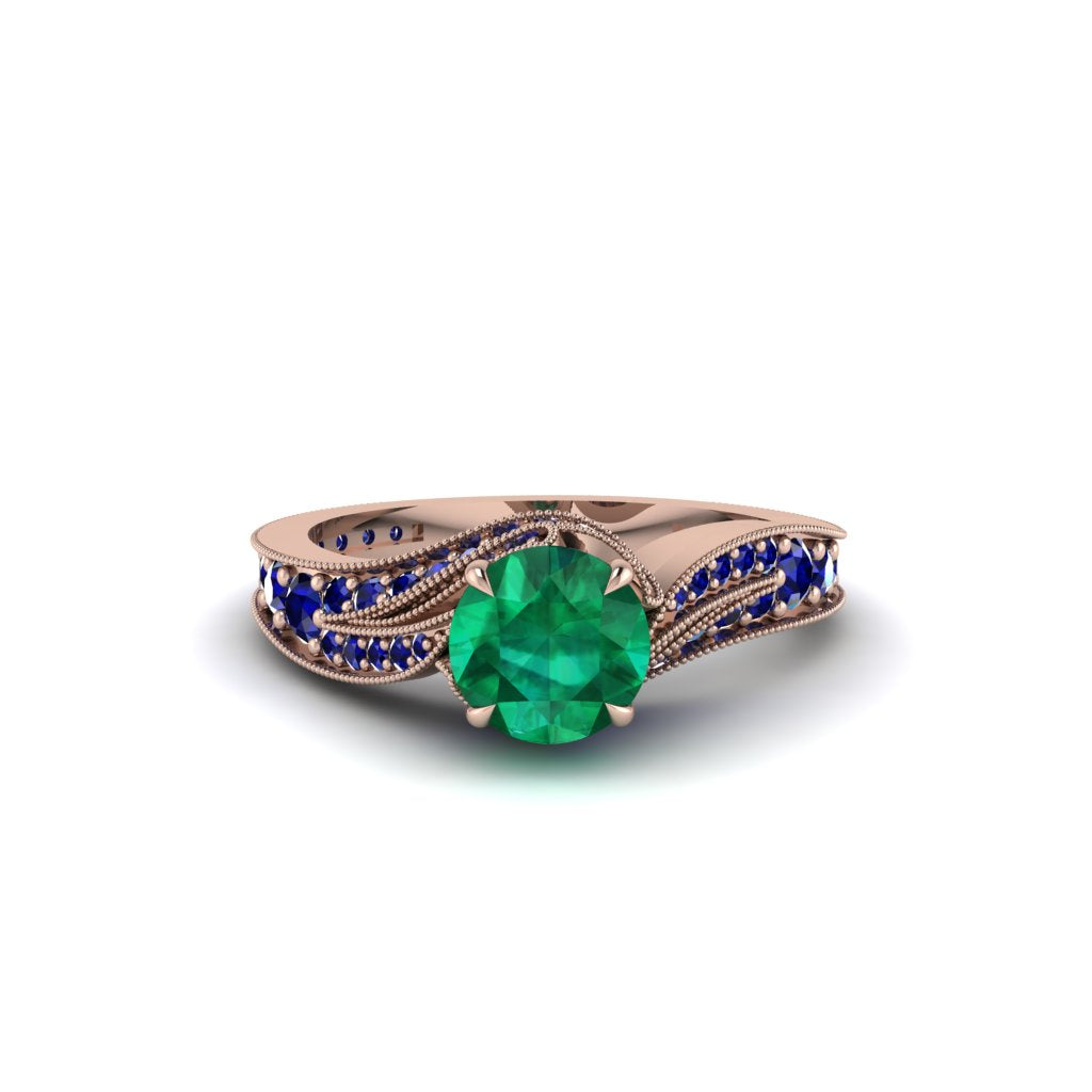 Sapphire 14K Gold Pave Engagement Ring - Magnolia No. 65
