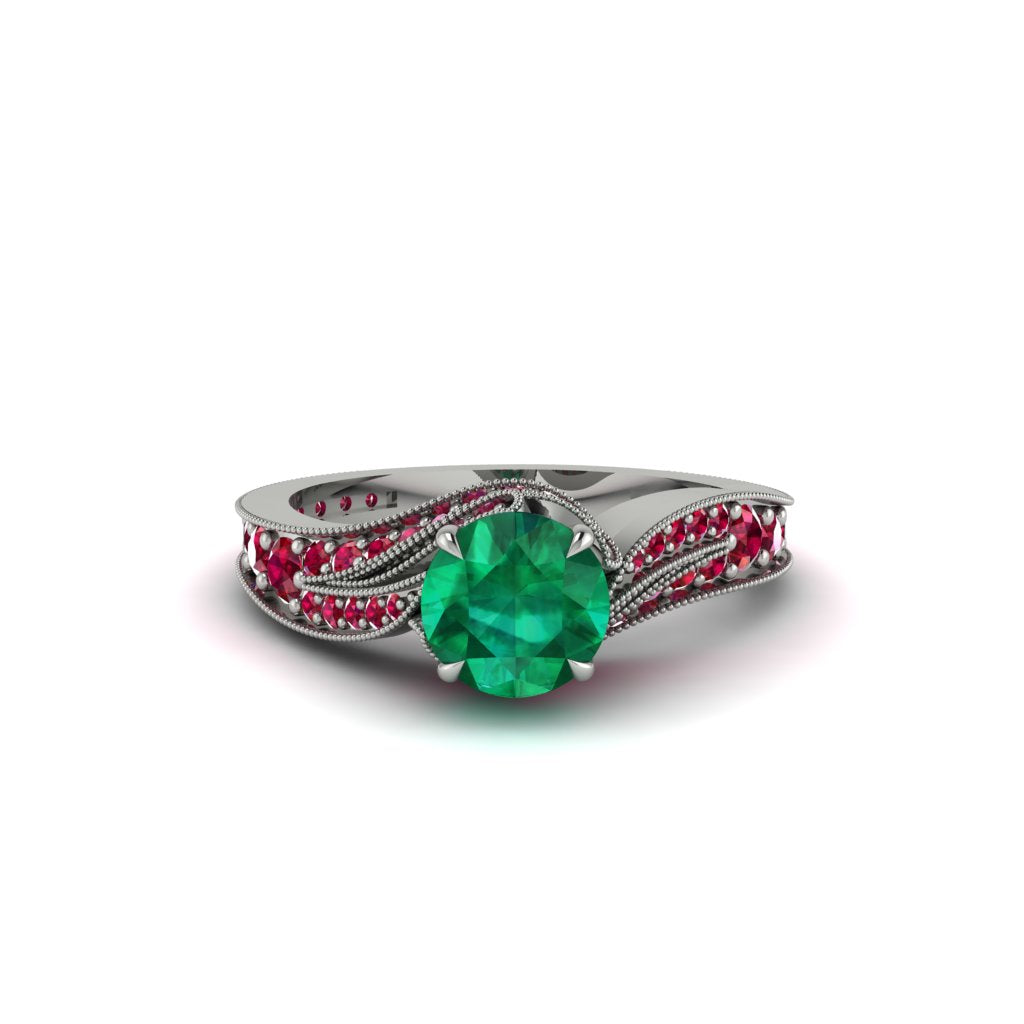 Ruby 14K Gold Pave Engagement Ring - Magnolia No. 51