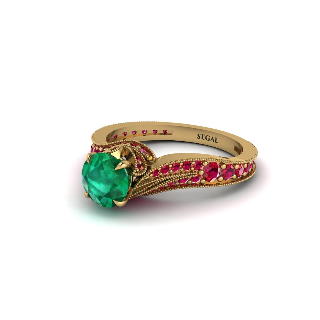 Ruby 14K Gold Pave Engagement Ring - Magnolia No. 49