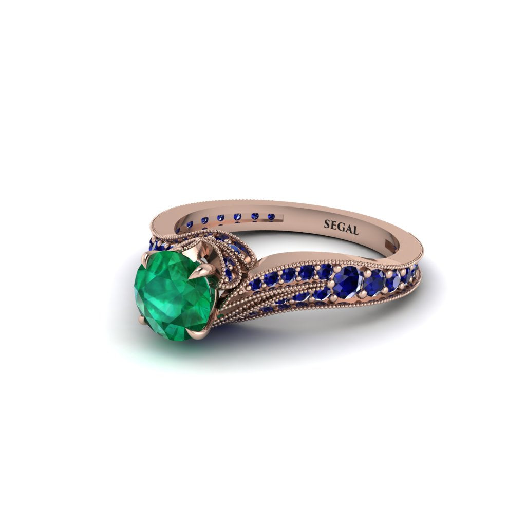 Sapphire 14K Gold Pave Engagement Ring - Magnolia No. 65