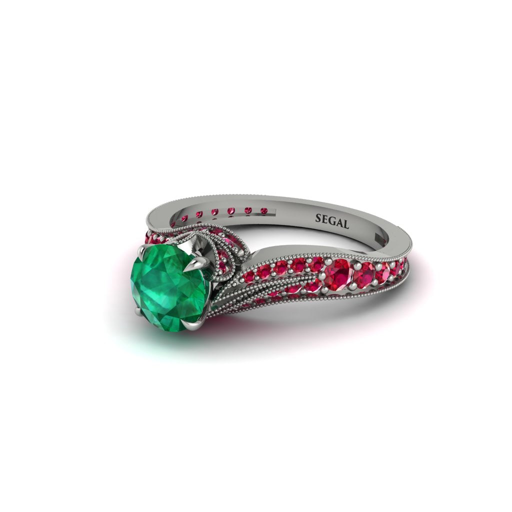 Ruby 14K Gold Pave Engagement Ring - Magnolia No. 51