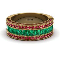 Emerald 14K Gold Pave Wedding Band - Mikayla No. 49 image 1