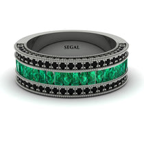 Emerald 14K Gold Pave Wedding Band - Mikayla No. 36 image 1
