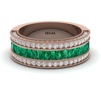 Emerald 14K Gold Pave Wedding Band - Mikayla No. 5 image 1