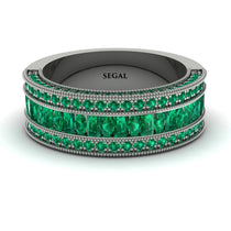 Emerald 14K Gold Pave Wedding Band - Mikayla No. 21 image 1