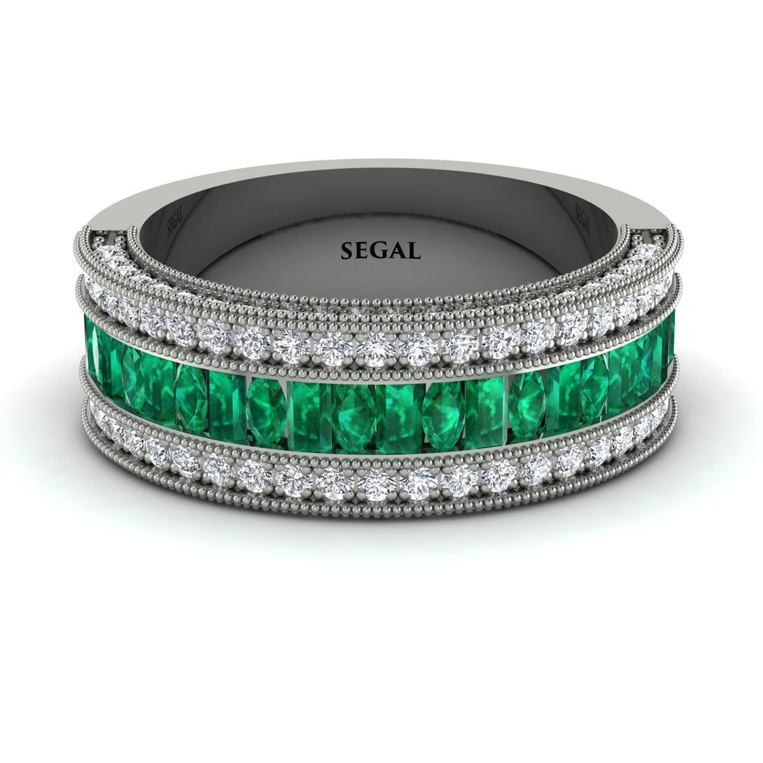 Emerald 14K Gold Pave Wedding Band - Mikayla No. 6