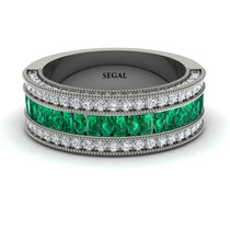Emerald 14K Gold Pave Wedding Band - Mikayla No. 6 image 1