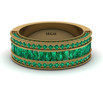 Emerald 14K Gold Pave Wedding Band - Mikayla No. 19 image 1