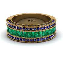 Emerald 14K Gold Pave Wedding Band - Mikayla No. 64 image 1