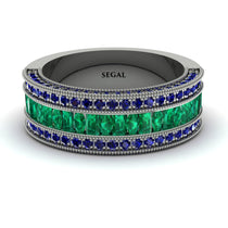 Emerald 14K Gold Pave Wedding Band - Mikayla No. 66 image 1