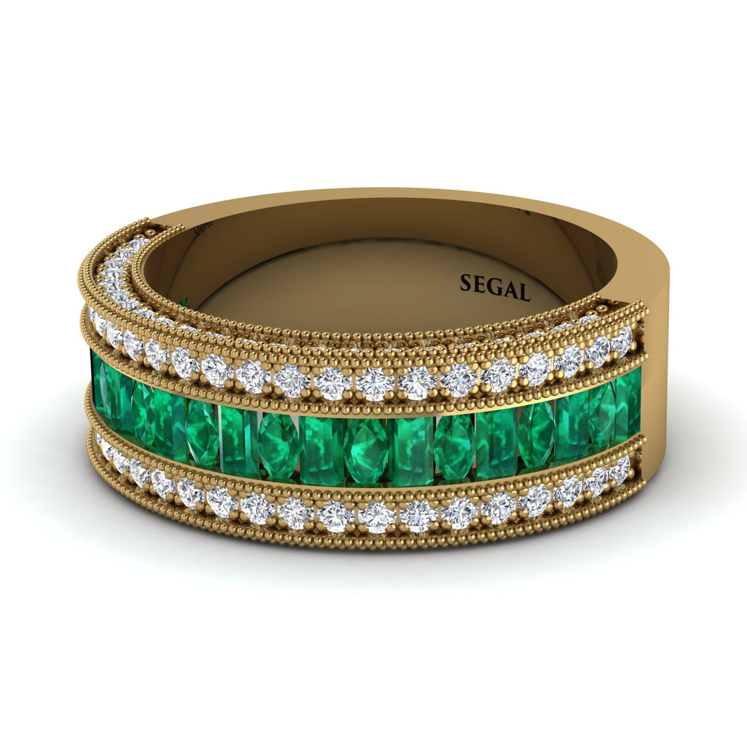 Emerald 14K Gold Pave Wedding Band - Mikayla No. 4