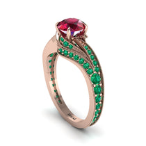 Emerald 14K Gold Pave Engagement Ring - Magnolia No. 26 image 1