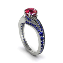 Sapphire 14K Gold Pave Engagement Ring - Magnolia No. 72 image 1