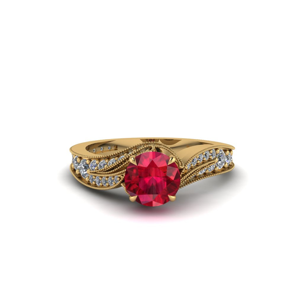 Diamond 14K Gold Pave Engagement Ring - Magnolia No. 10