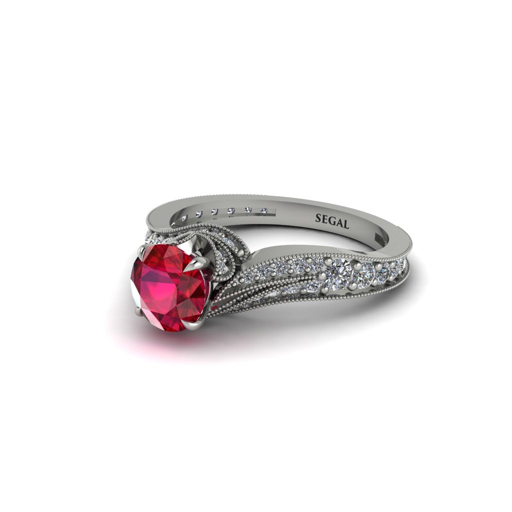 Diamond 14K Gold Pave Engagement Ring - Magnolia No. 12