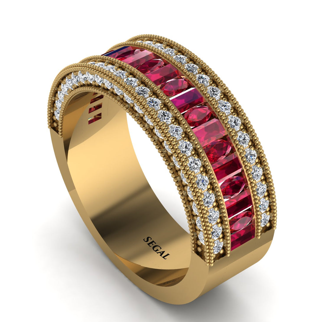 Ruby 14K Gold Pave Wedding Band - Mikayla No. 10