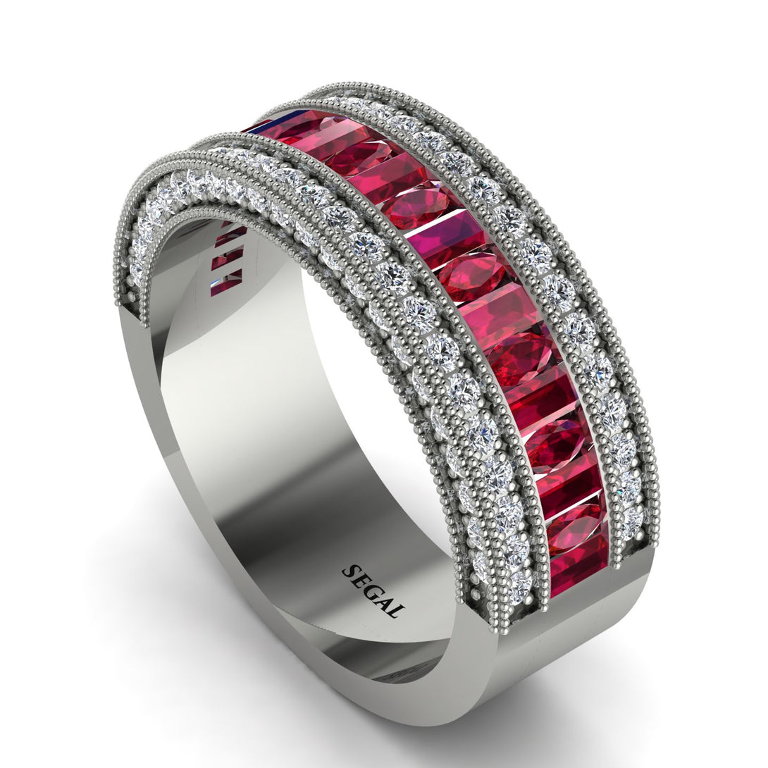 Ruby 14K Gold Pave Wedding Band - Mikayla No. 12