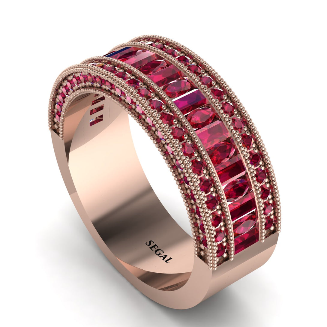 Ruby 14K Gold Pave Wedding Band - Mikayla No. 56