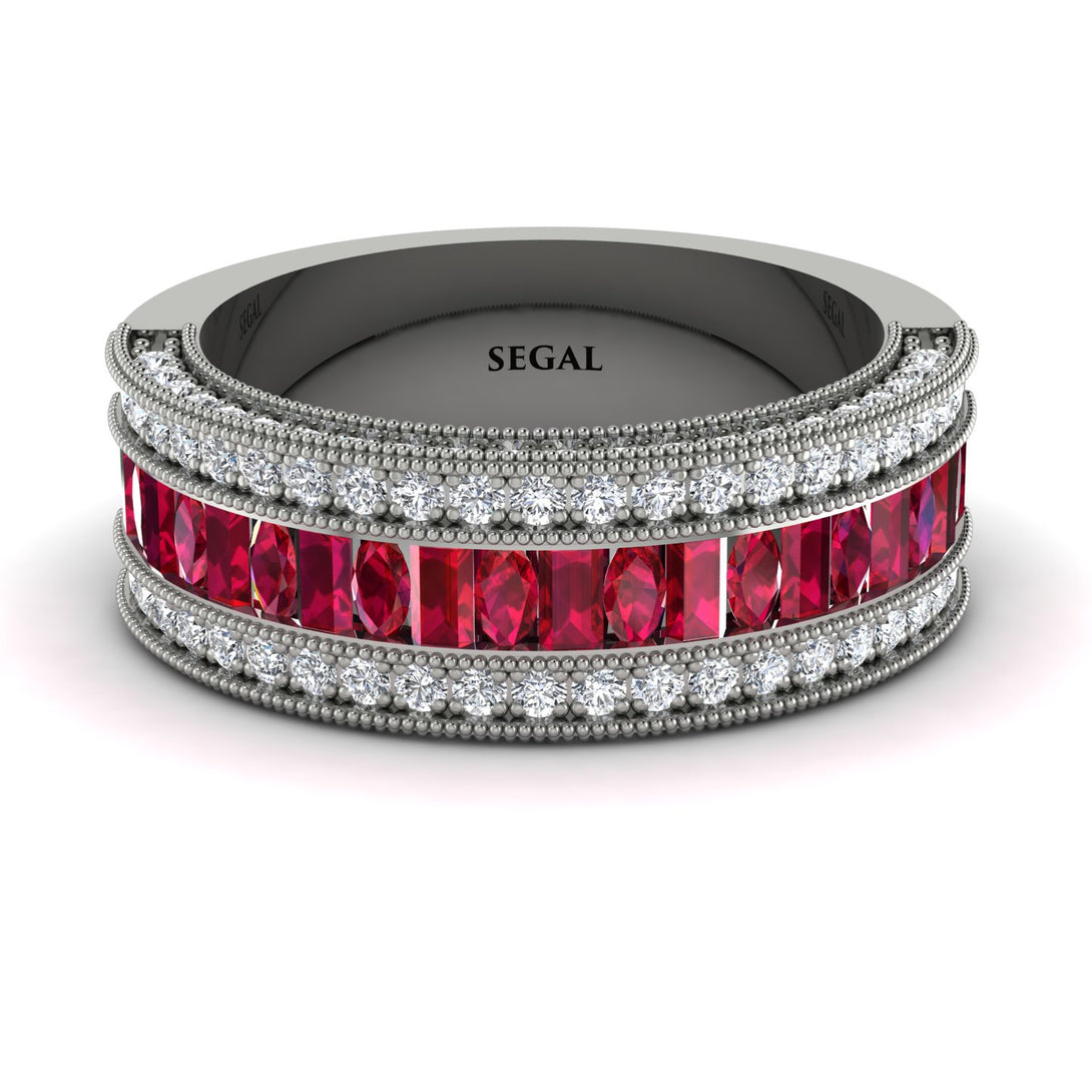 Ruby 14K Gold Pave Wedding Band - Mikayla No. 12